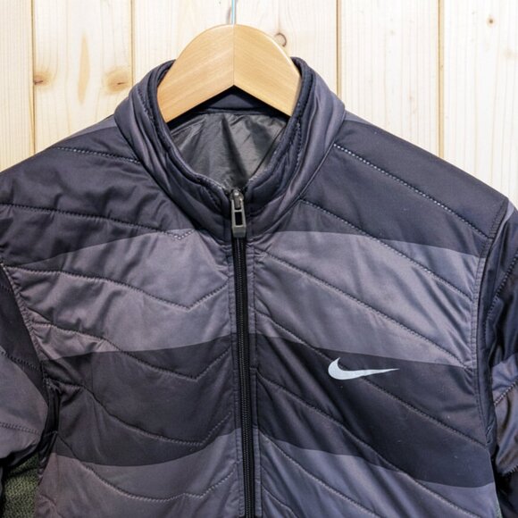 🔥 NIKE Mens Quilted Padded Training Winter Jacket Gray/Black Athletic Coat Sz L - Picture 2 of 9